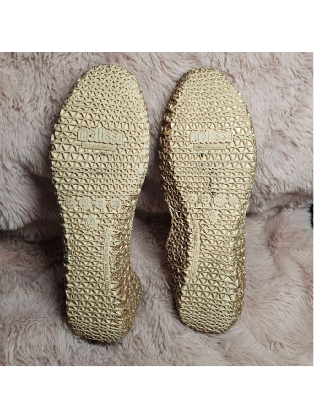 Melissa + Campana Rose gold Papel Glitter Jelly Flats Size 9 - Picture 4 of 4